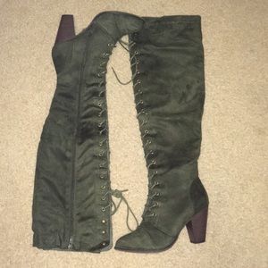 Olive Knee Boots
